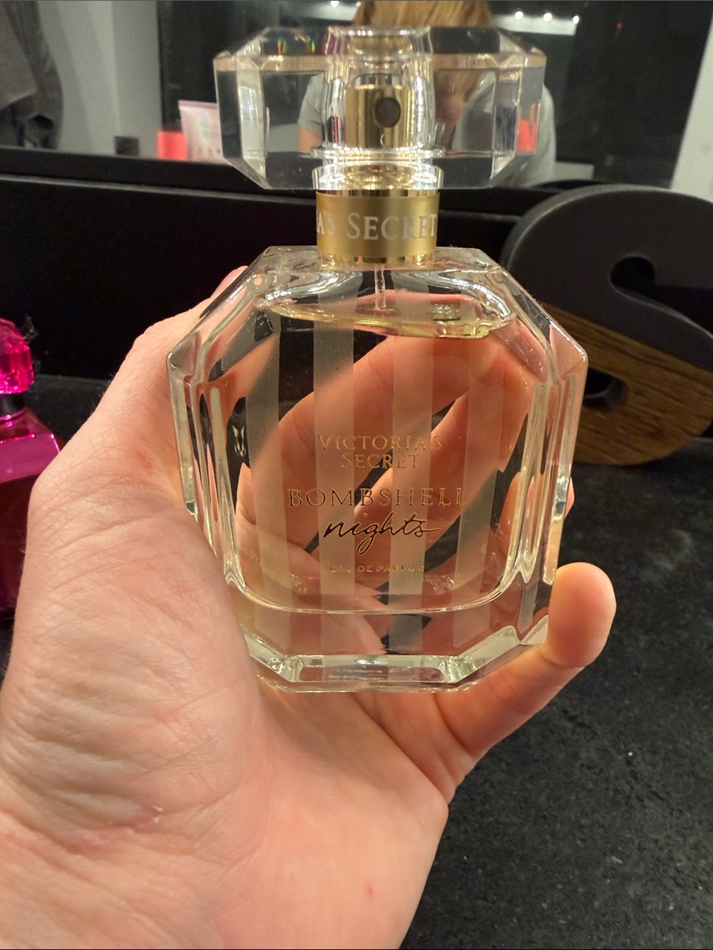 Victoria's Secret Bombshell Nights Perfume - Clear with Gold Accents 1.7 FL OZ
